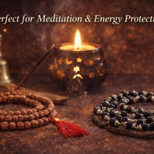 Rudraksha Karungali Mala Set | Meditation Prayer Beads | Spiritual Protection (Ebook Included)